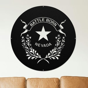 Nevada State Flag Round Metal Sign, Housewarming Gift, Wedding Gift, Custom Home State Seal Sign Wall Decor