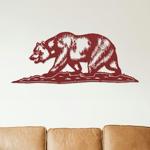 California State Flag Bear Metal Sign, Housewarming Gift, Wedding Gift, Custom Home State Seal Sign Wall Decor