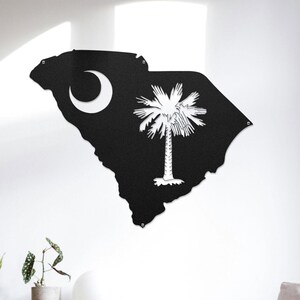 South Carolina State Flag Silhouette Metal Sign, Housewarming Gift, Wedding Gift, Custom Home State Sign Wall Decor