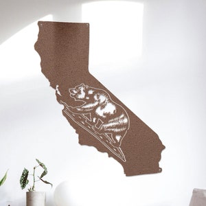 California State Flag Silhouette Metal Sign, Housewarming Gift, Wedding Gift, Custom Home State Sign Wall Decor