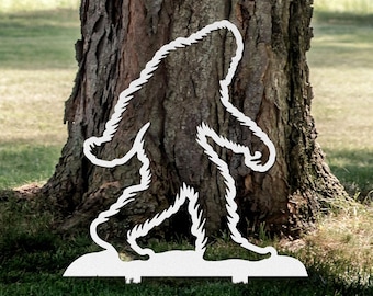 Bigfoot Halloween Yard Sign – Laser Cut Metal Sasquatch Silhouette Stake Sign, Outdoor Halloween Decor, Fall Yard Sign, Cryptids