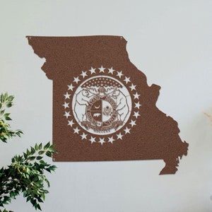 Missouri State Flag Silhouette Metal Sign, Housewarming Gift, Wedding Gift, Custom Home State Sign Wall Decor