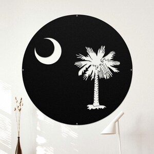 South Carolina State Flag Round Metal Sign, Housewarming Gift, Wedding Gift, Custom Home State Seal Sign Wall Decor