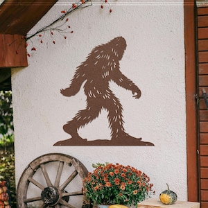 Bigfoot Halloween Wall Sign – Laser Cut Metal Sasquatch Silhouette Sign, Outdoor Halloween Decor, Fall Decor Sign, Cryptids