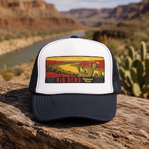 Big Bend National Park landscape Foam Trucker Hat | Texas desert cactus patch