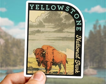 Vintage Yellowstone Decal Retro Travel Sticker Bison Wyoming Gift