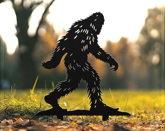 Bigfoot Halloween Yard Sign – Laser Cut Metal Sasquatch Silhouette Stake Sign, Outdoor Halloween Decor, Fall Yard Sign, Cryptids