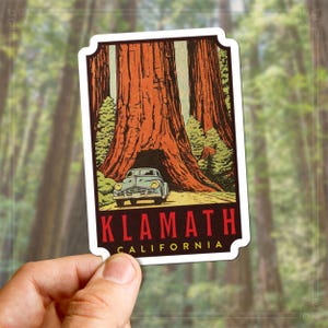 Vintage Klamath Decal Retro Travel Sticker Redwood Car California Gift