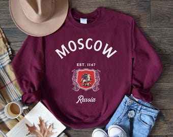 Moletom Moscou, Rússia, moletom com gola redonda macio e confortável, camiseta de férias na Rússia, moletom com capuz para lembrança de viagem