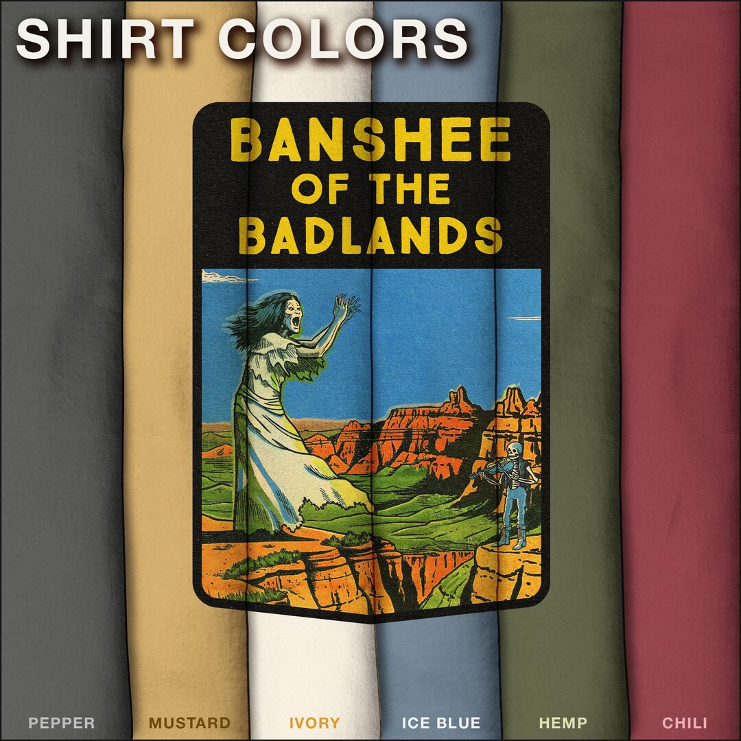 Banshee Retro Color Vintage Badlands T-shirt Retro Travel Decal Banshee Dakota Comfort ...
