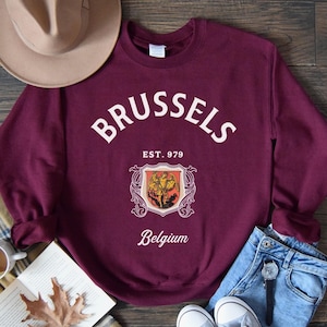 Brussels, Belgium Sweatshirt, Soft and Comfortable Crewneck Pullover, Belgian Vacation T-shirt, Travel Souvenir Hoodie