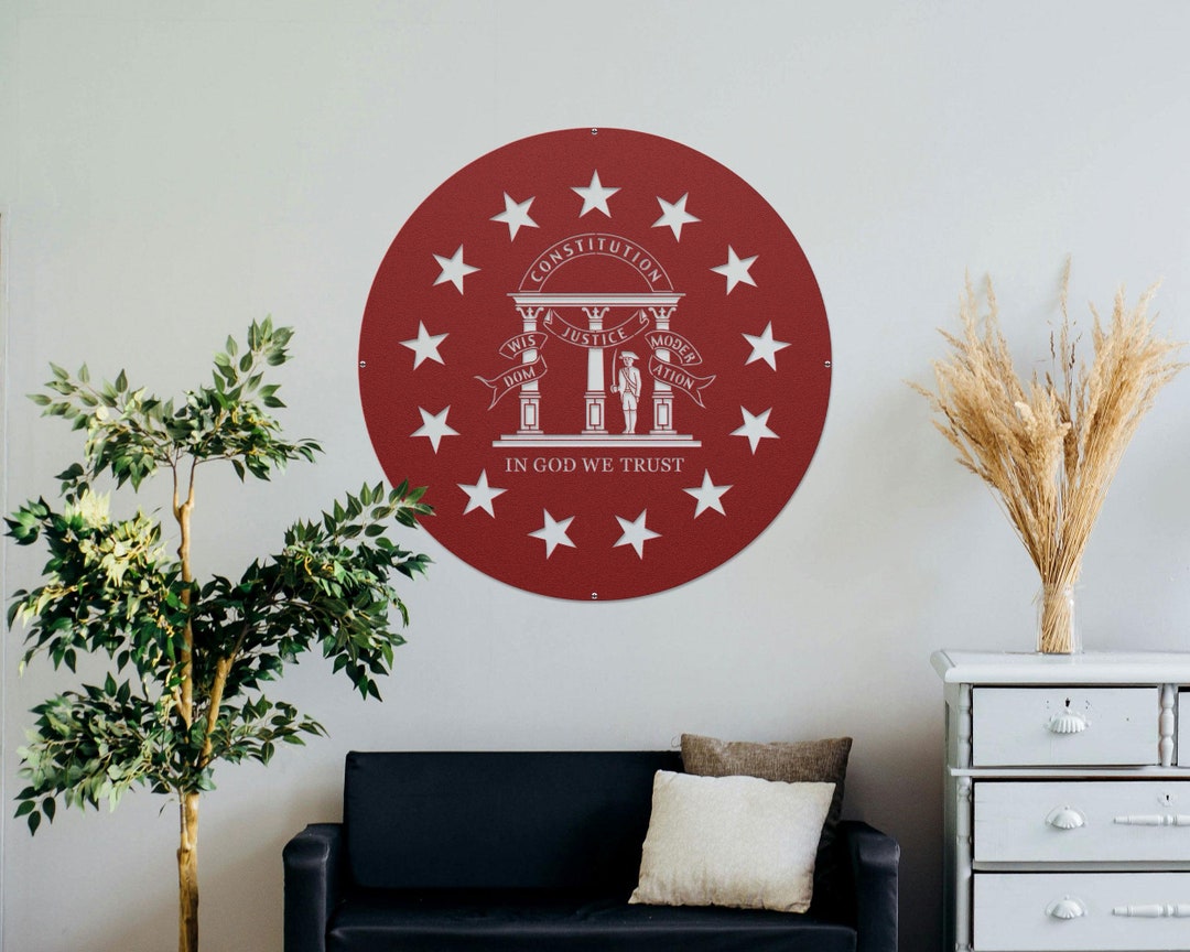 Georgia State Flag Round Metal Sign, Housewarming Gift, Wedding Gift ...