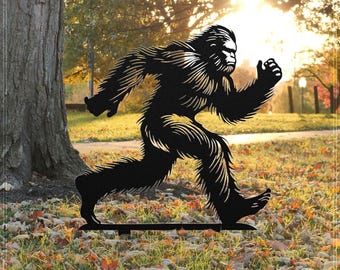 Bigfoot Halloween Yard Sign – Laser Cut Metal Sasquatch Silhouette Stake Sign, Outdoor Halloween Decor, Fall Yard Sign, Cryptids