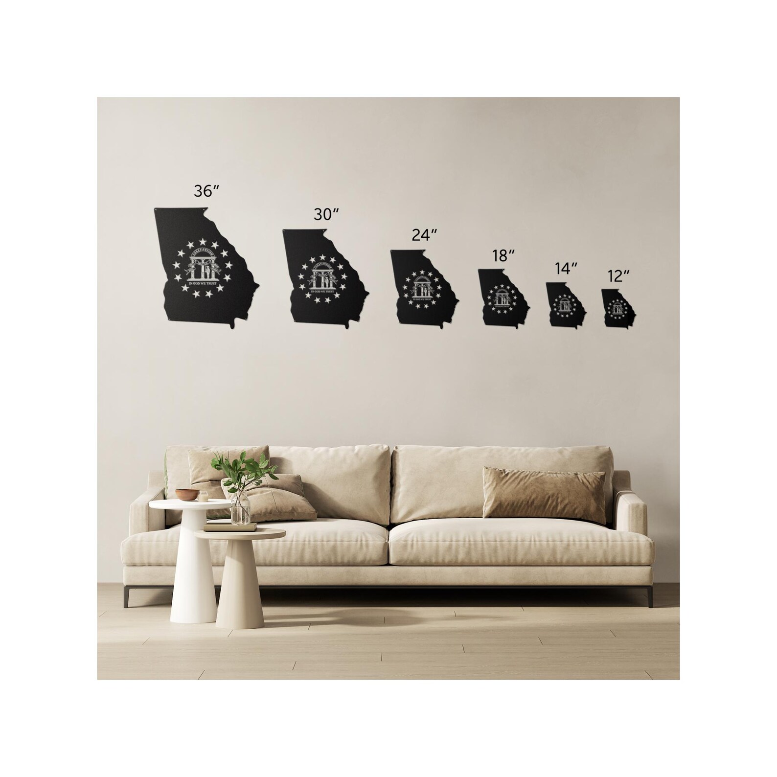 Georgia State Flag Silhouette Metal Sign, Housewarming Gift, Wedding ...