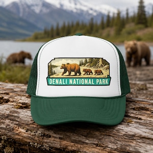Denali National Park Bear Family foam trucker hat | Alaska nature patch