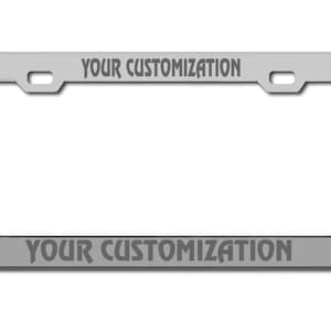 Laser Engraved Black Brushed Metallic License Plate Frame