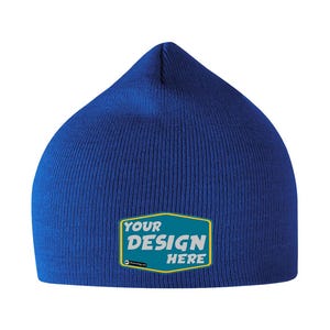 Embroidered Beanie Gift for Mom ATLANTIS HEADWEAR Custom Sustainable 8&quot; Beanie Logo Text Design Custom Cap Gift for Him