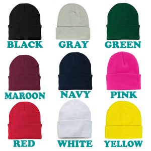 Text Knit Hat, Winter Toque, Custom Toque, Custom Embroidered Beanies...