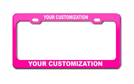 Custom License Plate Frame, Personalized Your Own Text Customize Funny Metal Car Accessories License Plate Holder Chrome 2 Holes