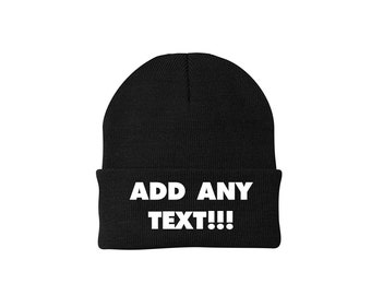 Custom Embroidered Winter Hat Choice of Text Cuff  Beanie