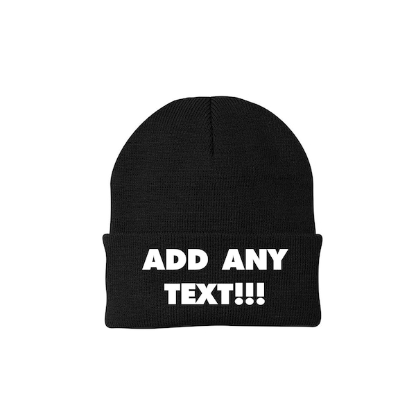 Custom Embroidery Personalized Text Ski Toboggan Knit Cuffed Embroidered Beanie Hat