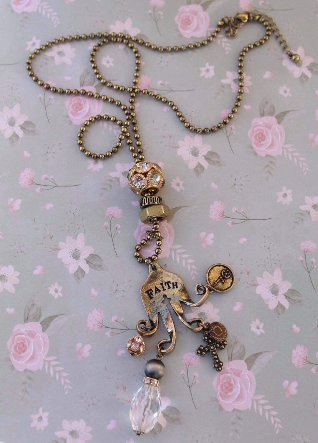 Unique Faith Charm Necklace / Engraved Fork / Christian Gifts for Her