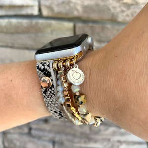 Stretchy Snakeskin Apple Watch Band / Beaded  / Multi Colored Beaded / Adjustable / Apple Watch Strap / 38mm or 40mm / Stretchy Watch Band