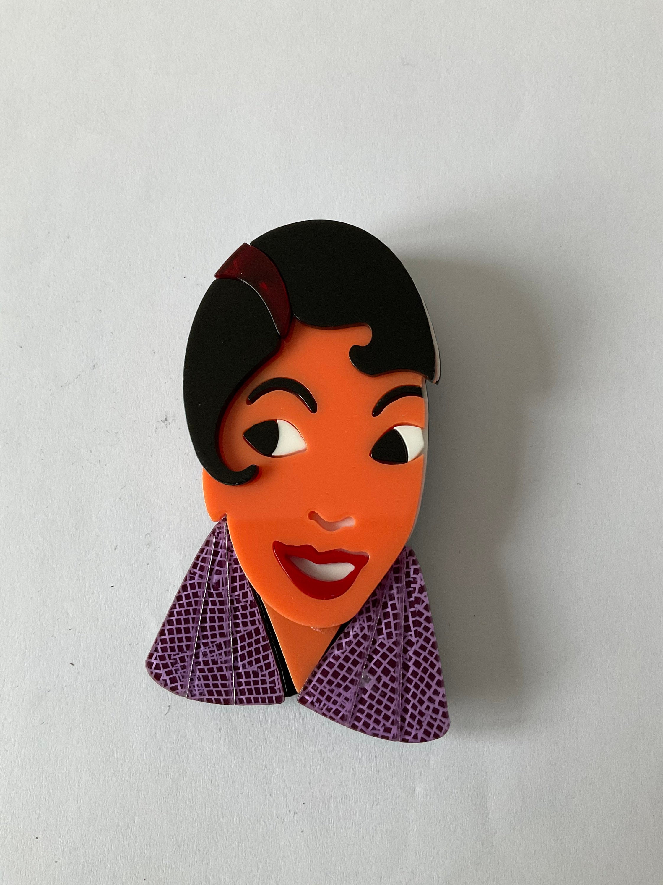 Stunning layered lucite lady head brooch Etsy