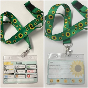 Communicatie- en identificatiekaart voor gebruik in een verborgen sleutelkoord voor personen met een handicap. *Alleen digitale download van kaart