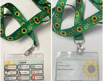 Tarjeta de comunicación e identificación para usar en cordón oculto para discapacitados. *Descarga digital de la tarjeta únicamente