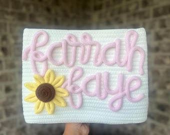 Sunflower Basket | Personalized Name Basket | Rope Basket | Custom Gift Basket | Baby Shower Gift | Toy Storage Basket | Diaper Caddy