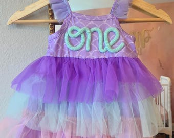1st Birthday Mermaid Baby Dress | ONE | Mermaid Photoshoot dress | Birthday Party Dress