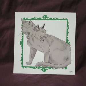 Two-headed Cat Original Art Print