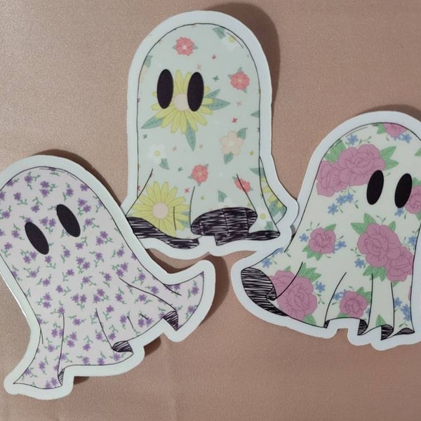 Floral Ghost Vinyl Waterproof Sticker