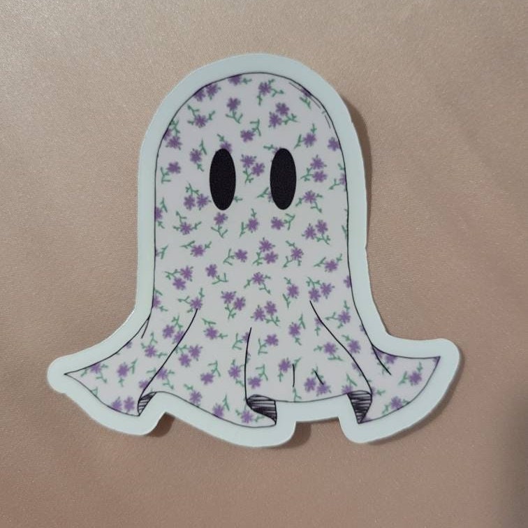 Floral Ghost Vinyl Waterproof Sticker - Etsy