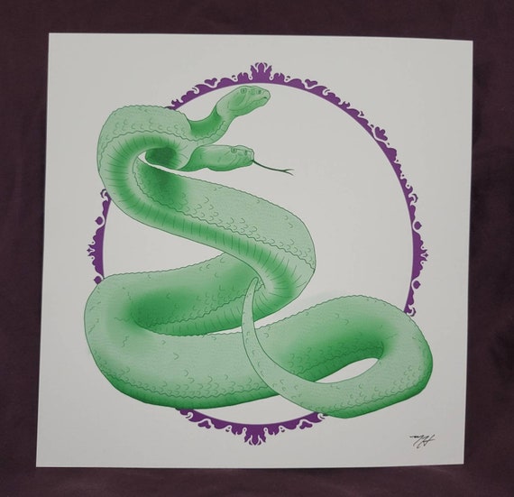 Two-headed Snake Original Art Print - Etsy