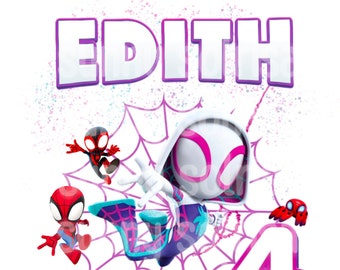 Cumpleaños PERSONALIZABLE de Spidey y sus increíbles amigos, cumpleañera de Ghost Spidey, Ghost Spider png, jpg, sublimación de Spidey, Ghost Spider
