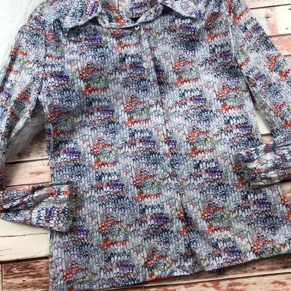 Vintage 1970’s psychedelic disco shirt button down - image 2