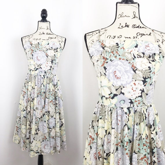 Couch Floral midi dress vintage 80’s strappy back