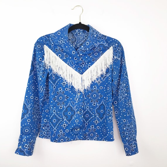 Vintage 1970’s cowgirl paisley fringe blouse