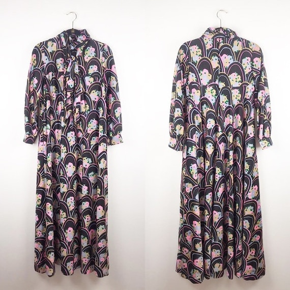 Vintage 1960’s David brown retro floral maxi dress - image 1