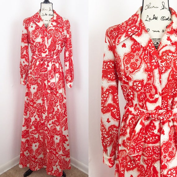 Vintage 1960’s Asian inspired printed maxi dress