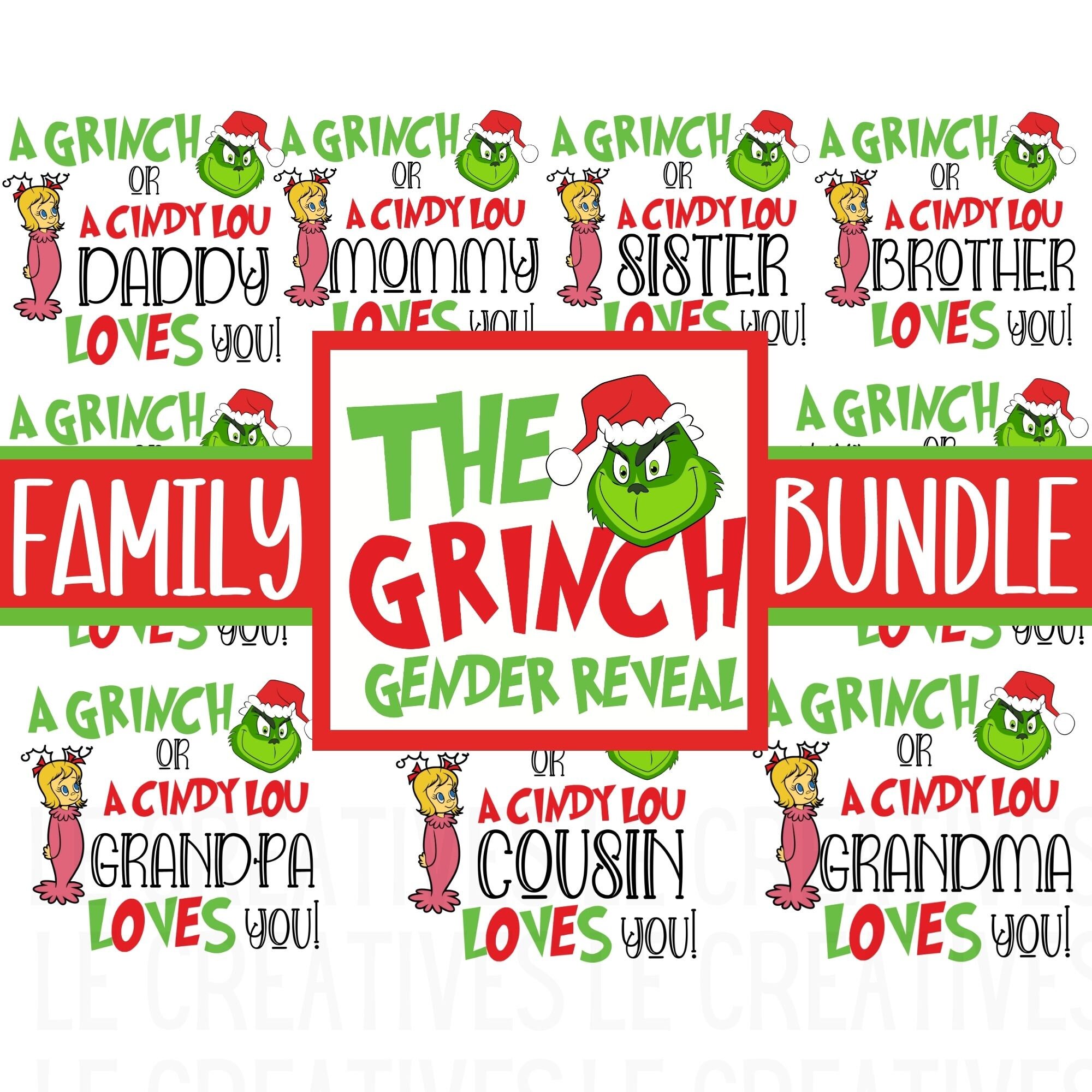 Grinch Christmas Gender Reveal Bundle, Gender Reveal Decor, Cast Your