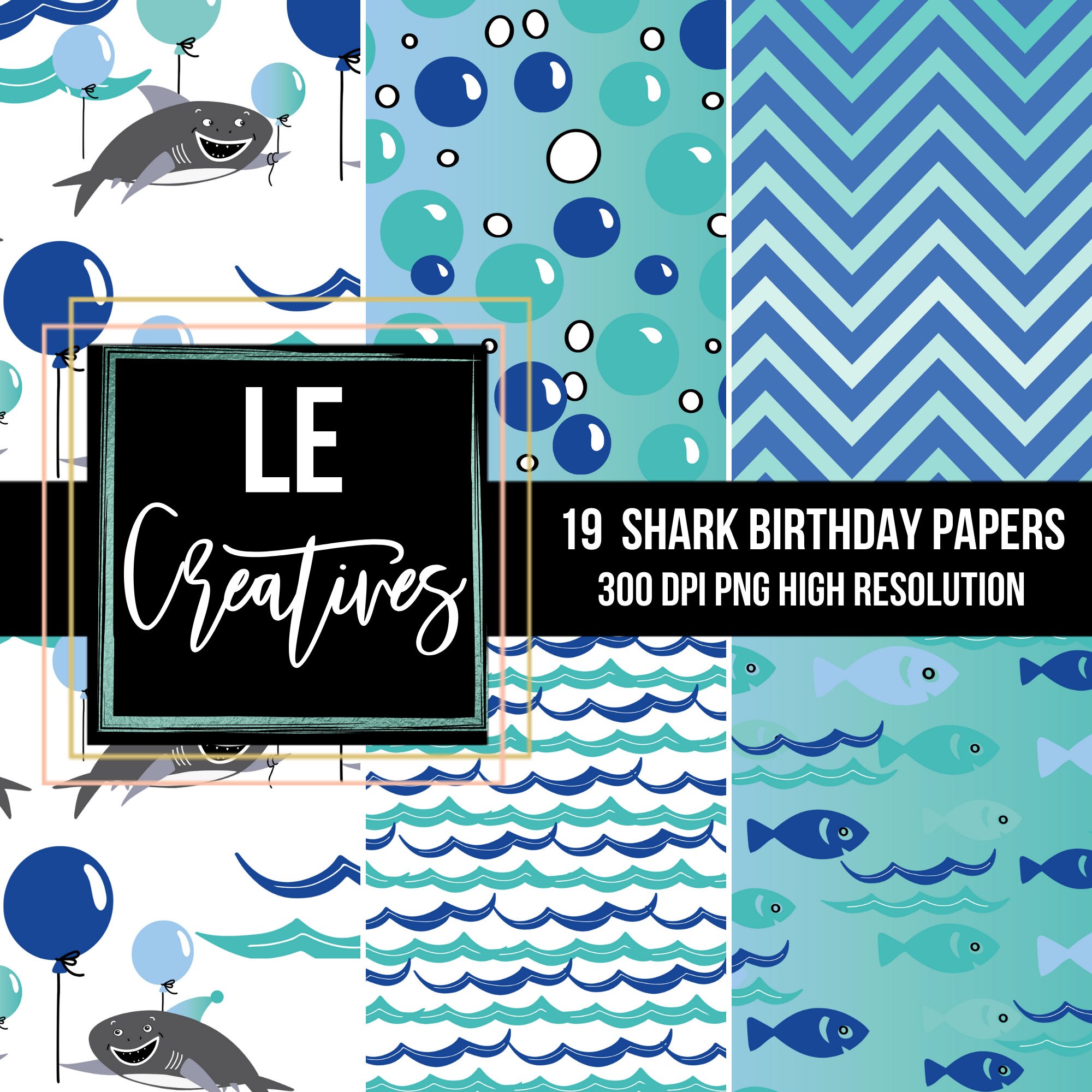 12X12 SHARK BIRTHDAY Craft PaperCUTE Shark Scrapbook | Etsy
