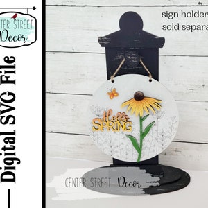 Wildflower Hello Spring Sign Hanger SVG File