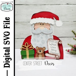 Santa Clause Shelf Sitter SVG File Christmas Tiered Tray