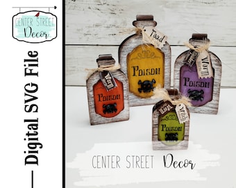 Potion Bottles Poison SVG File Halloween Laser Machine Digital Download