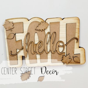 Hallo herfst woord dikke plank sitter SVG-bestand gelaagde lade decor