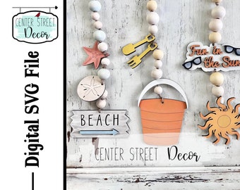 Beach Themed Garland Tags SVG File