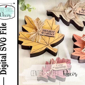 Fall Leaves SVG File Chunky Shelf Sitters Leaf